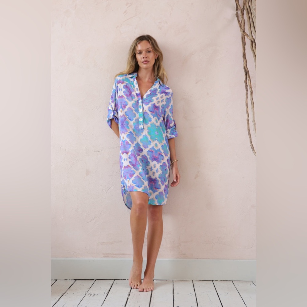 Sophia Alexia ORCHID PARADISE BEACH SHIRT Size Medium